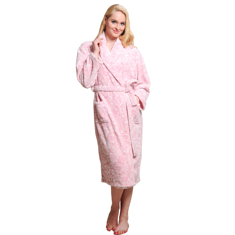 Aikuisten leikkausfleece-naisten pyjama syksyn talvi kylpytakit