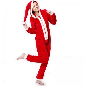 Naisten Coral Fleece -hupparinen joulupuku Onesie