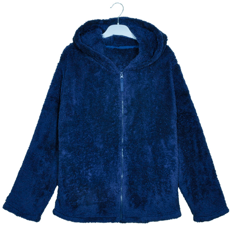 Naiset nappaavat fleece laivastonsininen vetoketjullinen huppari