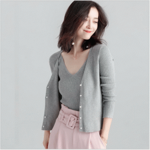 Naisten asennettu kaksiosainen neuletakki ja liivi villapaita