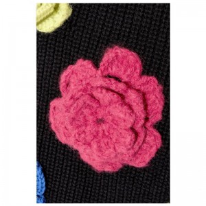 Villainen villapaita käsintehty kukka-naisten villapaita talvi-villapaita