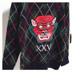 Lämmin Dragon Face Patchworks talvipaksut tietokone neulotut villapaitot, villapaita