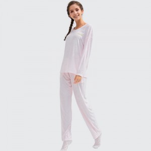 Naisten bambu Jacquard-kangas brodeerattu pyjamasarja