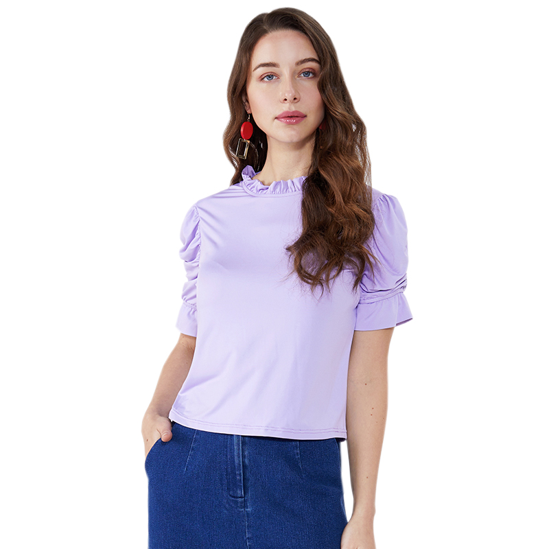 OEM Frill-hihalla muoti leikkaus röyhelö muodollinen sifonki pusero mallit tyttöjen nainen pusero