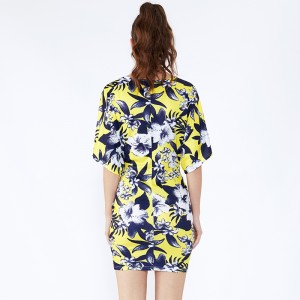 Seksikäs tyttö kääri vaatteet yleinen häät kukka painatus mekko naisten mukava tyylikäs toimisto hyvät mekot