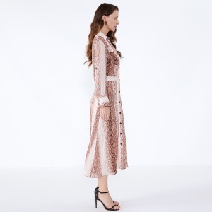 Hengittävä käärme tulosta väri vaaleanpunainen naisten toimisto pukeutua syy Mekot JCGJ190315075