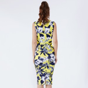 Kesänaisten naisten polyesteri off-olkapää Vintage mekko mallit Kukat painettu naisten juhla bondage mekko