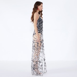 Verkkolanka ohut kukka-seksikäs läpinäkyvä Maxi-mekot JCGJ190315078