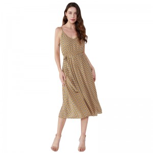 Raidallinen kesä 2019 sifonki Vestidos Casuales naisten vintage-mekko