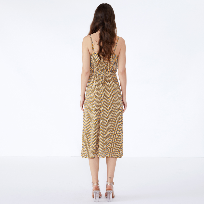 Raidallinen kesä 2019 sifonki Vestidos Casuales naisten vintage-mekko