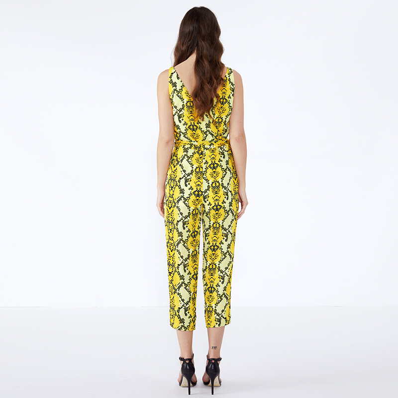 Tiger Stripe -naisten puku Custom Brand Sexy One Piece Keltainen Jumpsuit