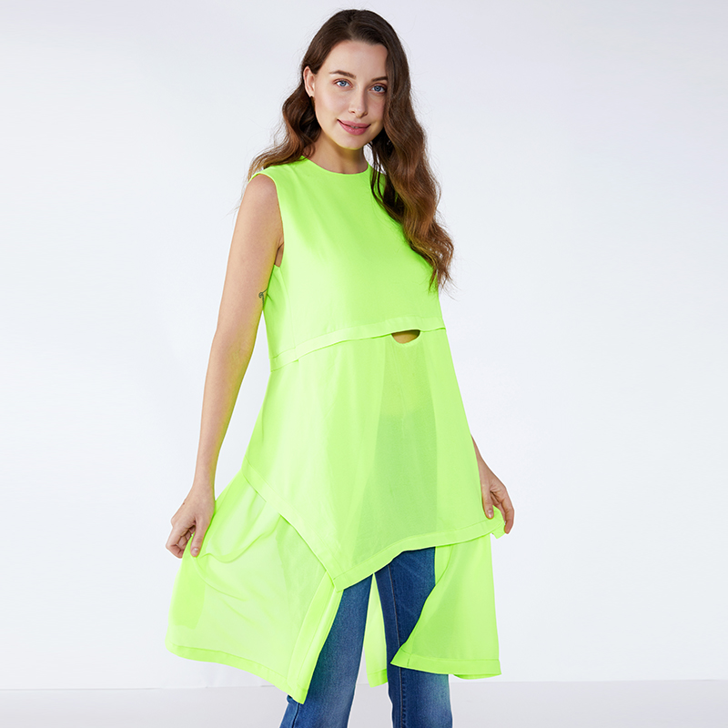 Fluoresoiva vihreä löysä malli Plus koko Long Lady pusero u0026 toppi