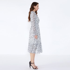 OEM Frock Design pitkähihainen Maxi Animal Print Plus -kokoinen vaatevaate naisille