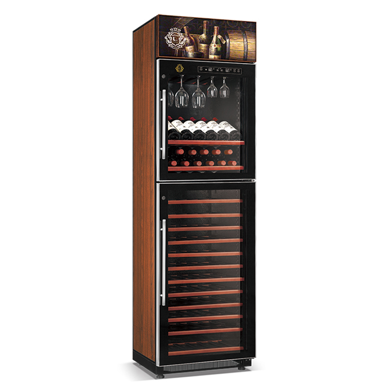 Crown-sarjan tehokas kompressori viininjäähdytin 2 ovea 175W / 360W suorajäähdytteinen viininjäähdytin