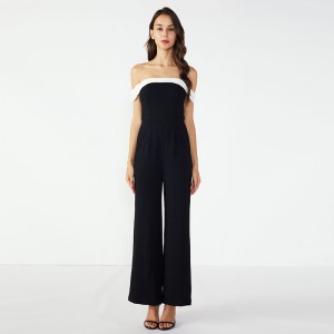 Sexy Women Backless Väri Musta Hihaton Jumpsuit