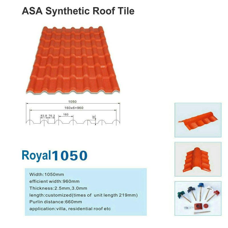 Royal1050 Uusi ASA-synteettinen hartsi kattotiiliä kattolevytehdas myy
