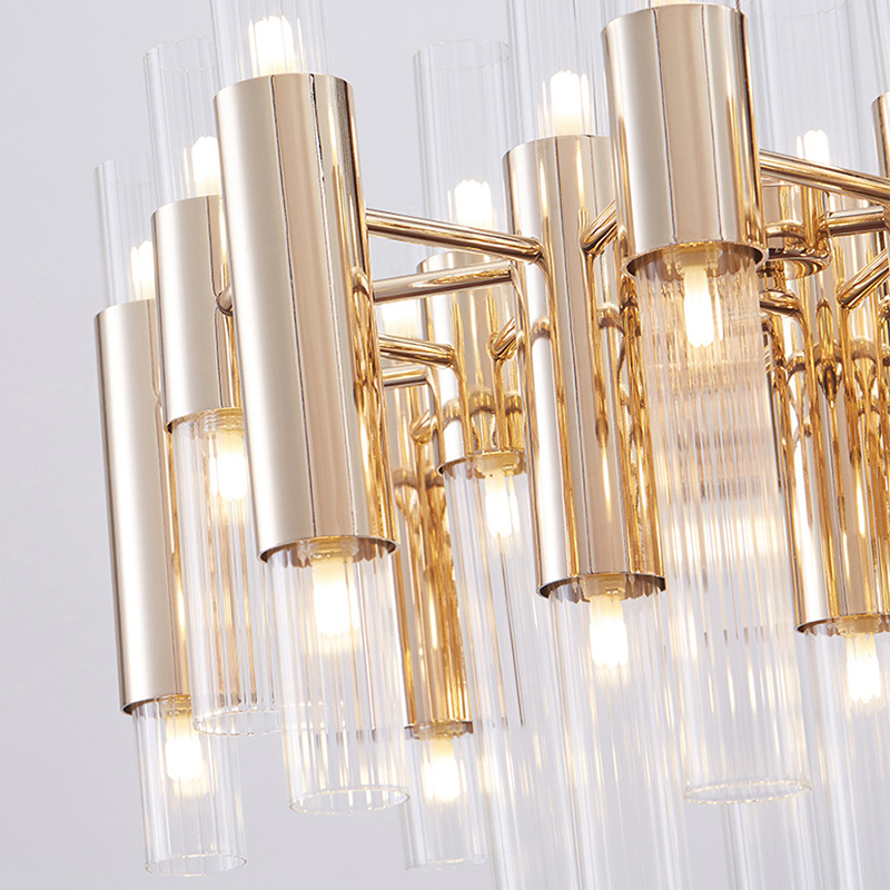 Uusi moderni metalli Luxury Glass Hall -ravintola kattokruunu Km2137