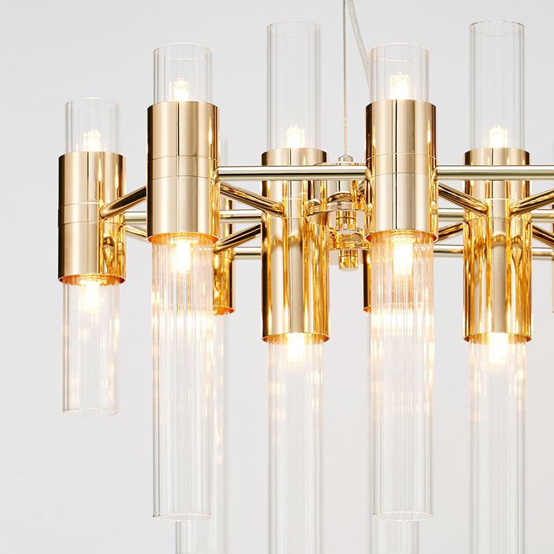 Uusi moderni metalli Luxury Glass Hall -ravintola kattokruunu Km2137