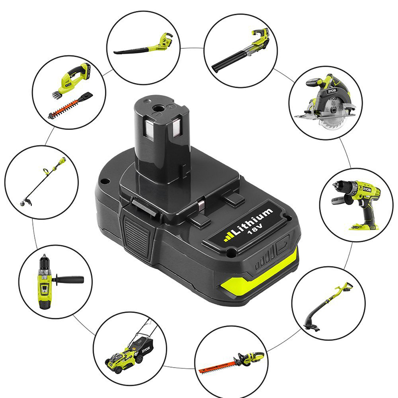 Ryobi P102, P103, P104 2000mAh 18 V: n Li-ion-varaosavirtakäyttöisiin akkuihin