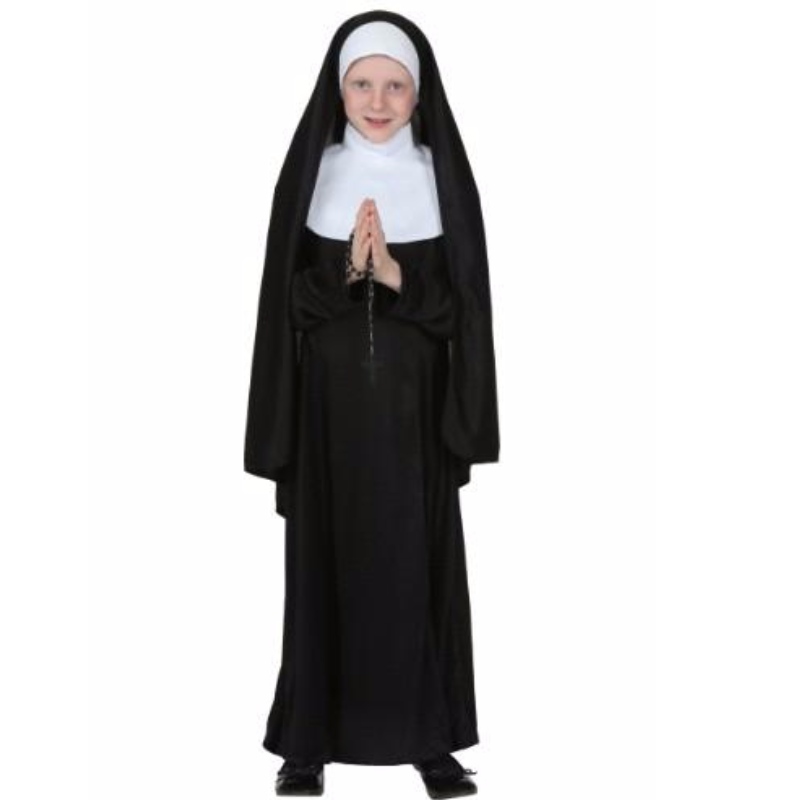 Musta teini-ikäinen tyttö Halloween-pukujen miehitysmekko lasten nunna-puku juhlatyttöjen vaatteisiin