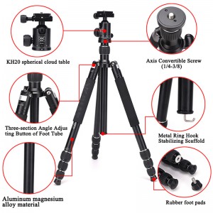 Diat AM294A KH20 kannettava alumiiniseoskamera Videokamerajalusta Joustava matka-digitaalikamerajalusta