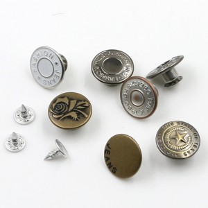 Mukautettu muoti painettu pyöreä metalli-painike farkut 10