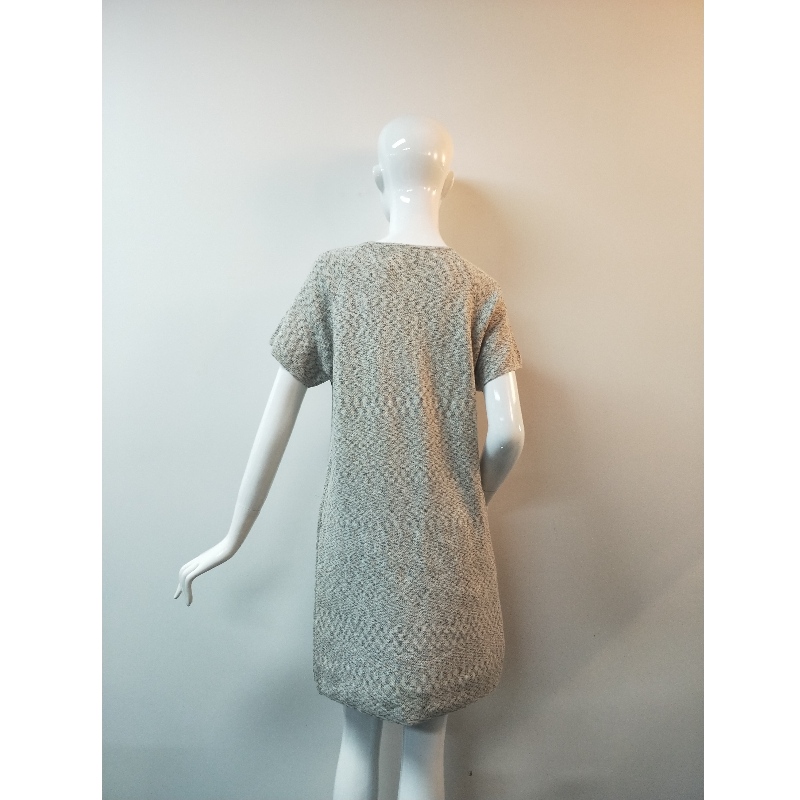 GREY SHORT-SLEEVE LONGLINE SWEATER RLWS0086F