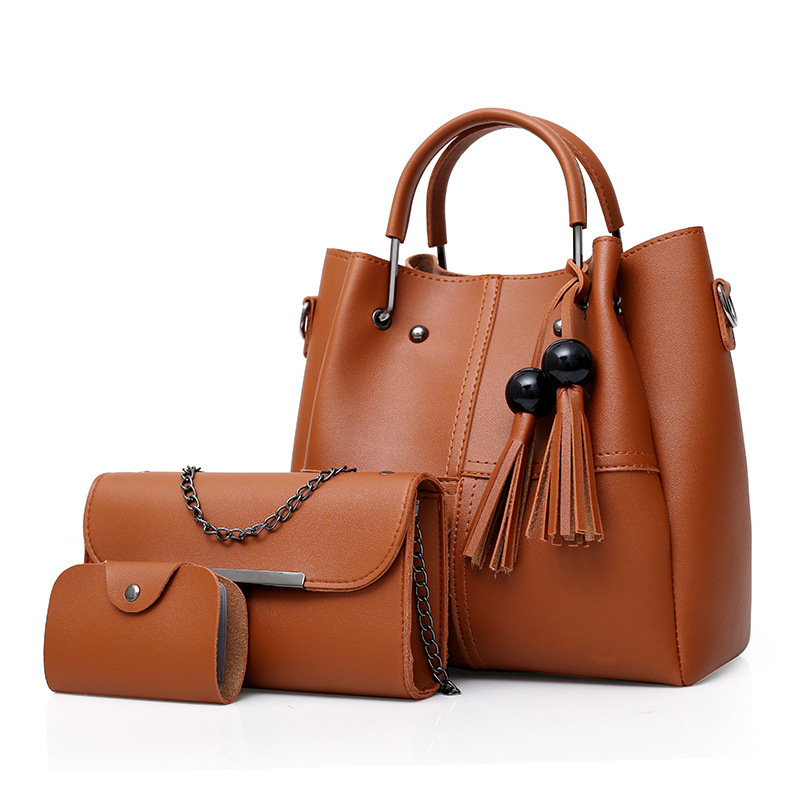 HD0827--3 PCS per setti naisten PU-nahka Tote-PU-nahka-kannettava käsilaukku-PU-nahkakotelo