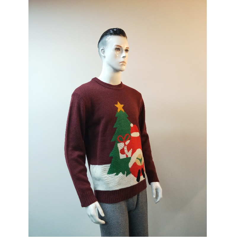 BURGENDY CARTOON PRINT SWEATER RLMS0006F