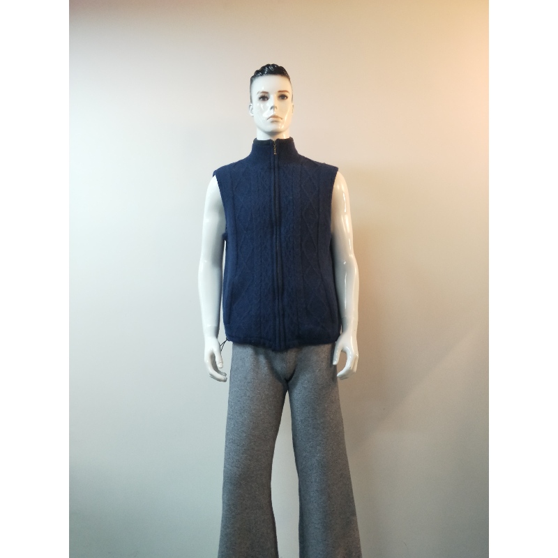 NAVY SLEEVELESS SWEATER COAT RLMS0065F