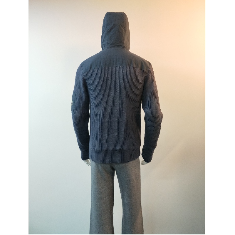 NAVY HOODED SWEATER COAT RLMS0070F