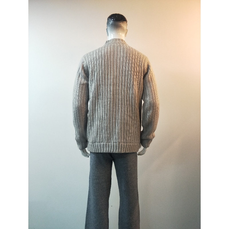 GREY KNIT SWEATER COAT RLMS0076F