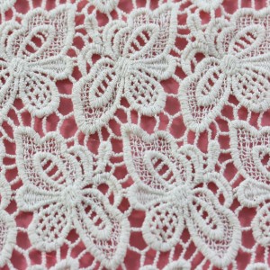 Uusi puuvillan italialainen pitsikangas, kaunis vesiliukoinen perhosliina vaatteita varten