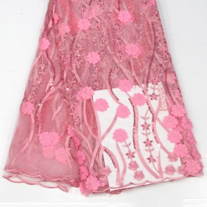 3d kukka pitsi, jossa paljetteja korkealaatuinen afrikkalainen ranskalainen pitsi-kangas häätjuhlaan Kirjonta-verkko-pitsi-kangas