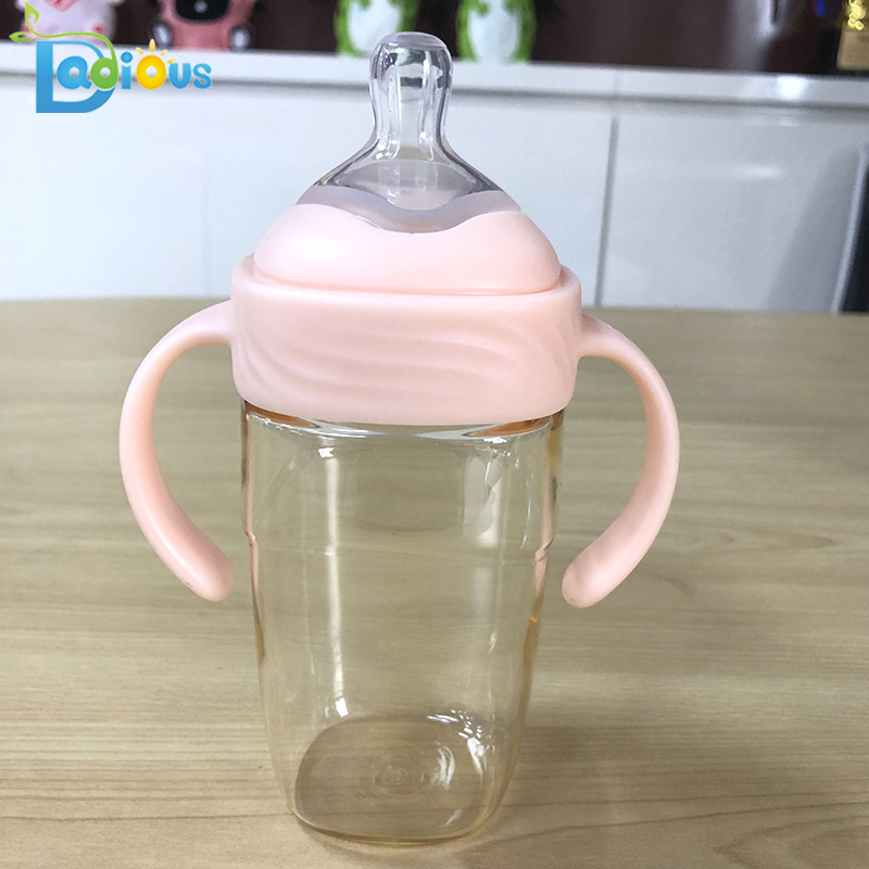 Vastasyntynyt BPA-vapaa PPSU-ruokapullo 240ML vauvanpullon mukautettu logo Vauvanmaitopullo kahvalla