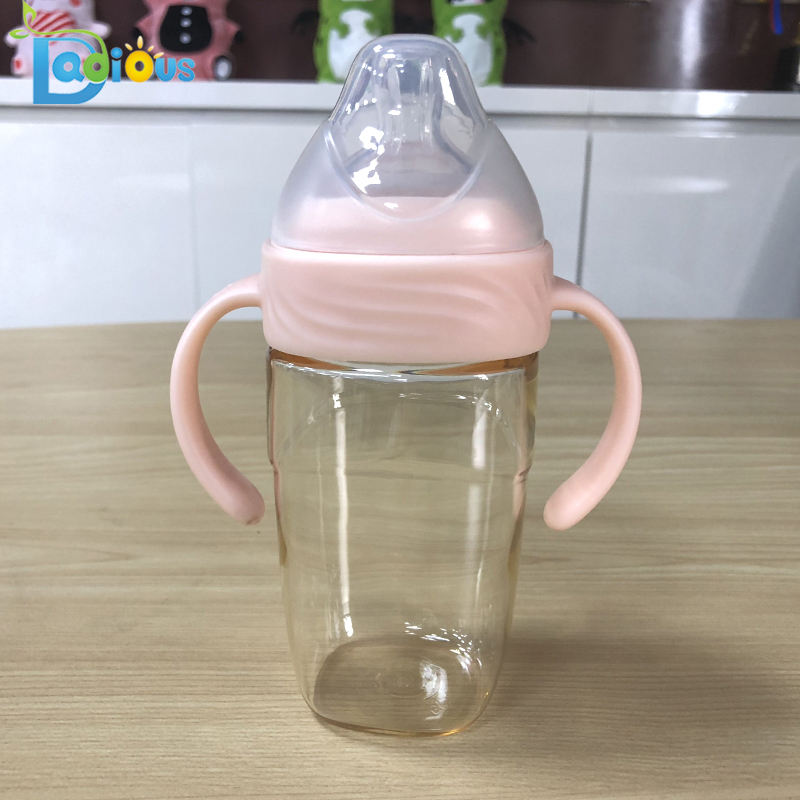 Vastasyntynyt BPA-vapaa PPSU-ruokapullo 240ML vauvanpullon mukautettu logo Vauvanmaitopullo kahvalla