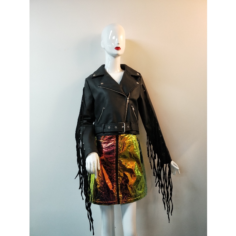 FRINGED SLEEVES PU JACKET RLWPJ0001N