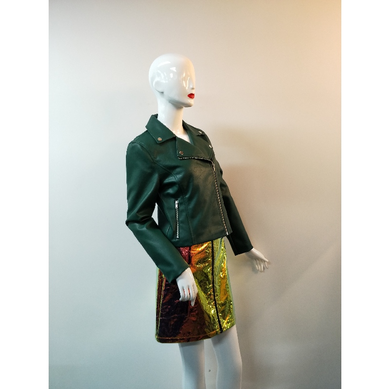 GREEN PU BIKER JACKET RLWPJ0002N