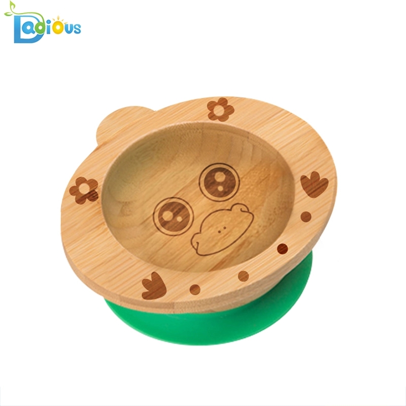 Vauvan ruokintatarvikkeet Bamboo Suction Baby Plate BPA Free Baby Bamboo Spoon imukortit pikkulapsille Bamboo