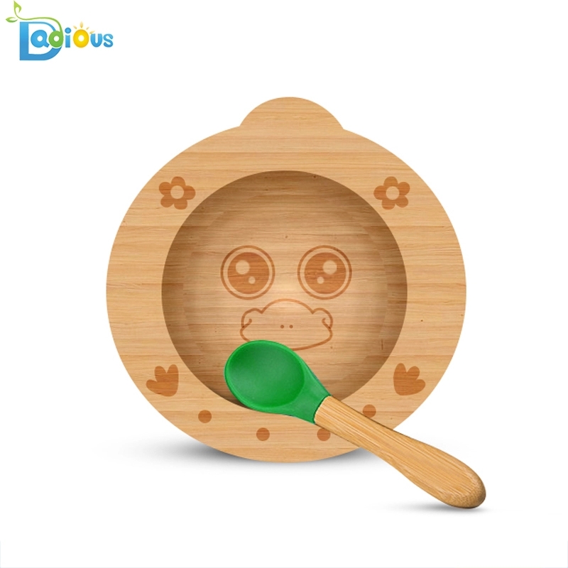 Vauvan ruokintatarvikkeet Bamboo Suction Baby Plate BPA Free Baby Bamboo Spoon imukortit pikkulapsille Bamboo