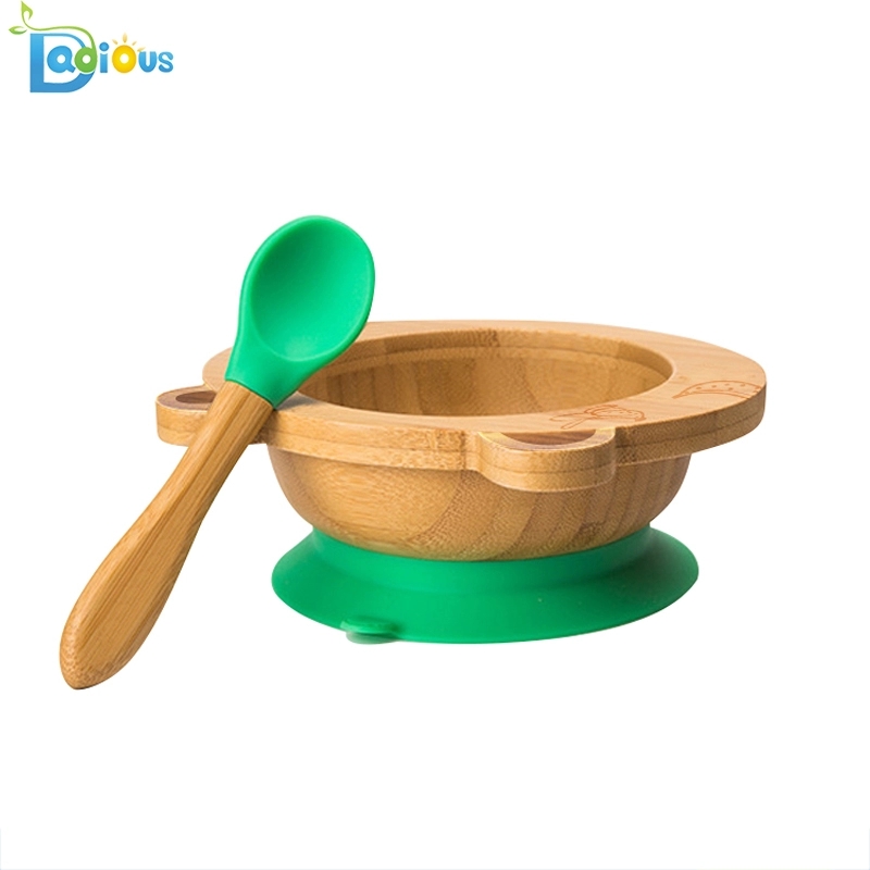 Vauvan ruokintatarvikkeet Bamboo Suction Baby Plate BPA Free Baby Bamboo Spoon imukortit pikkulapsille Bamboo