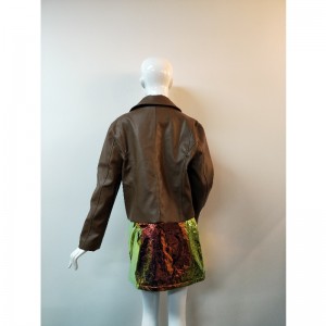BROWN PU BIKER JACKET RLWPJ0029N