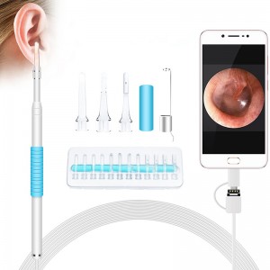 Otoscope 3 in 1 Borescope Inspection Ear Wax Remover -työkalu 720P Vedenpitävä kamera 6 säädettävällä LEDillä Yhteensopiva Android- ja iOS-järjestelmien kanssa