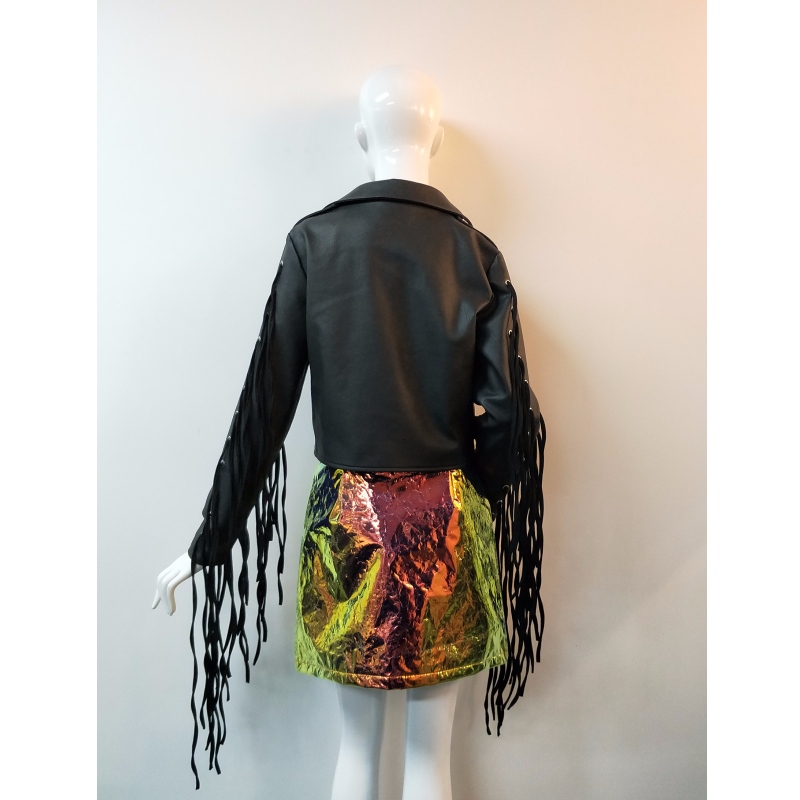 FRINGED SLEEVES PU JACKET RLWPJ0001N