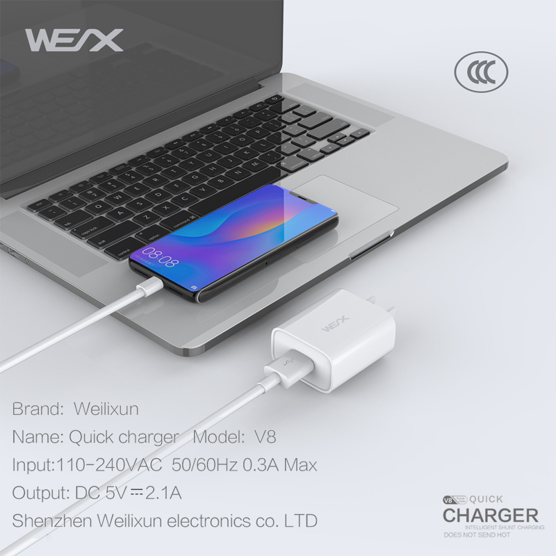 WEX -V8 yksi sataman seinälaturi usb -laturi