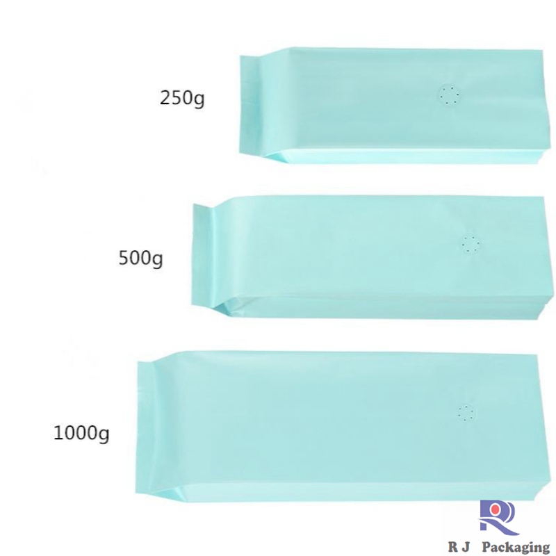 Tukkusivu Gusset Valved Matte tai gloss Aluminum folio Kahvisäkki 250g 500g