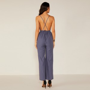 Kesäkerho Prom Loose Deep V Halter Seksikäs Jumpsuit