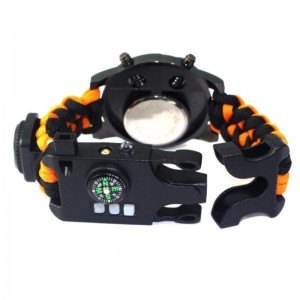 Ulkona monitoimi luova myydä selviytymisen hätäkellon turvaköyden kudottua lämpömittarikelloa