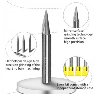 Kaiverrusbitti, 2 huilua Suora CNC-V-bitti 1/4 tuuman varren merkinnän kartiomainen kaiverrusreitittimen työkalu teräsalumiini messinki-MDF-puulle