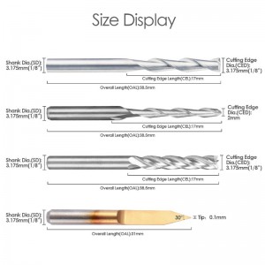 End Mill -yhdistelmäsarja CNC-reitittimen bittiä Leikkuuterätyöstökone (4 tyyppiä, jokainen 10kpl) Sisältää litteä nenä / pallo-nenä päätymylly, 30 ° V: n muotoinen kaiverrusbitti ja 4 uraa End Mill
